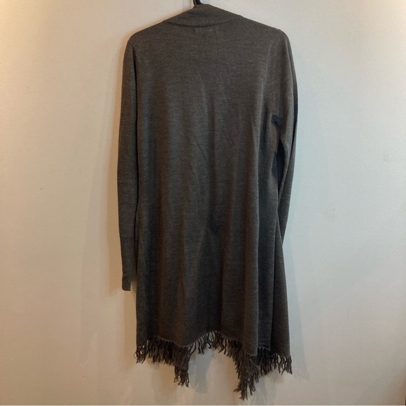 ELENA SOLANO Sz L Cascade Open Front Wool Blend  Fringe Wrap Style Cardigan - Picture 7 of 7
